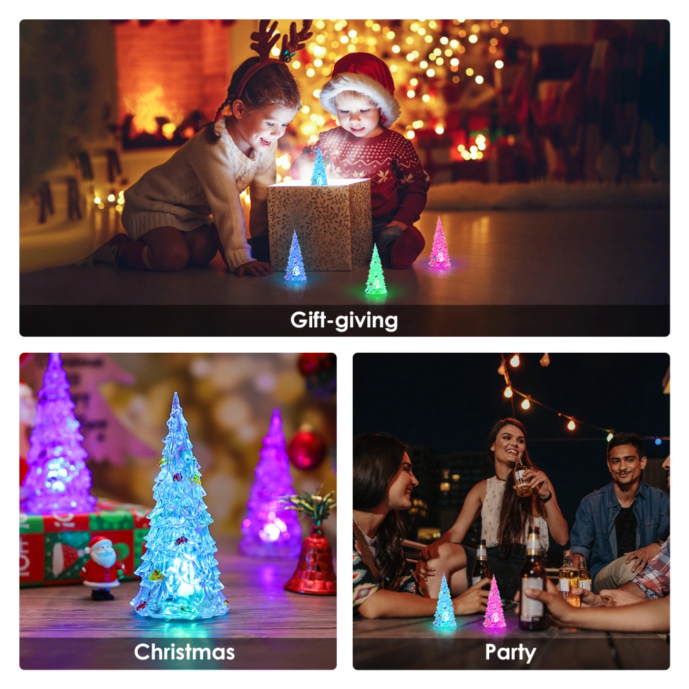 GARNECK 4pcs Crystal Christmas Tree Colorful Christmas Tree Painted LED Christmas Trees 12cm Painted Trees