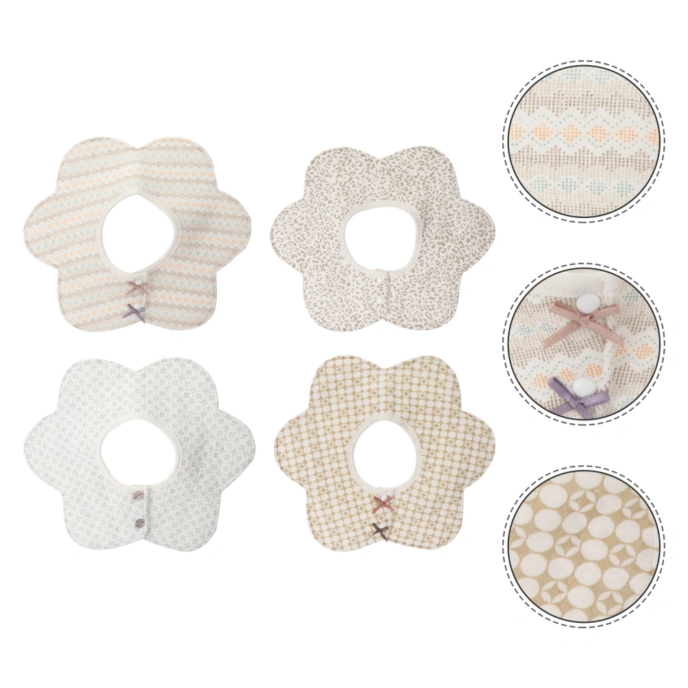 4pcs Waterproof Baby Bibs Cotton Bib Newborns Bibs Burp Cloth Baby Scarf Bibs