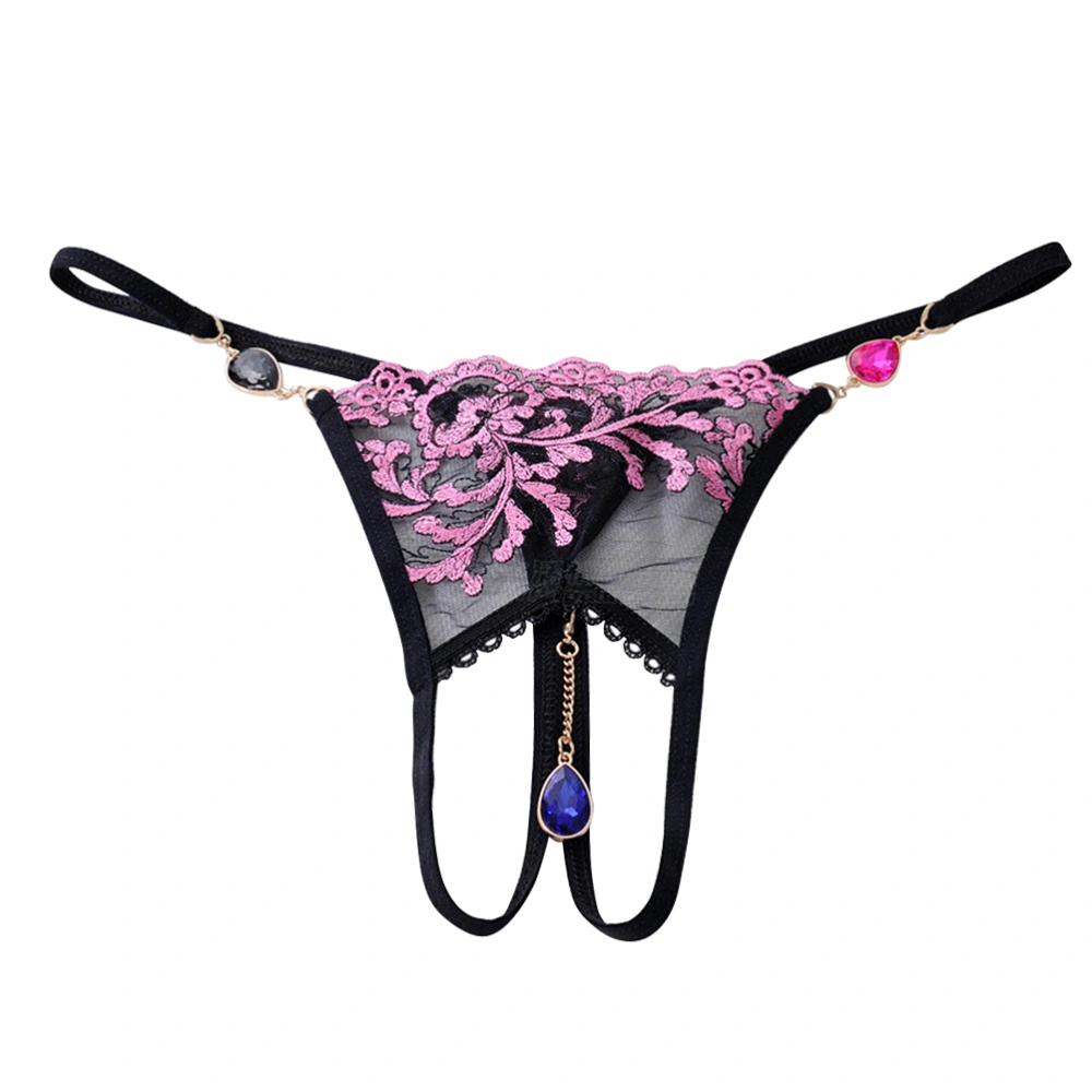 1Pc Lace Embroider G-string Fashion Opening T-back Sexy Underpants Flirting Thong for Women