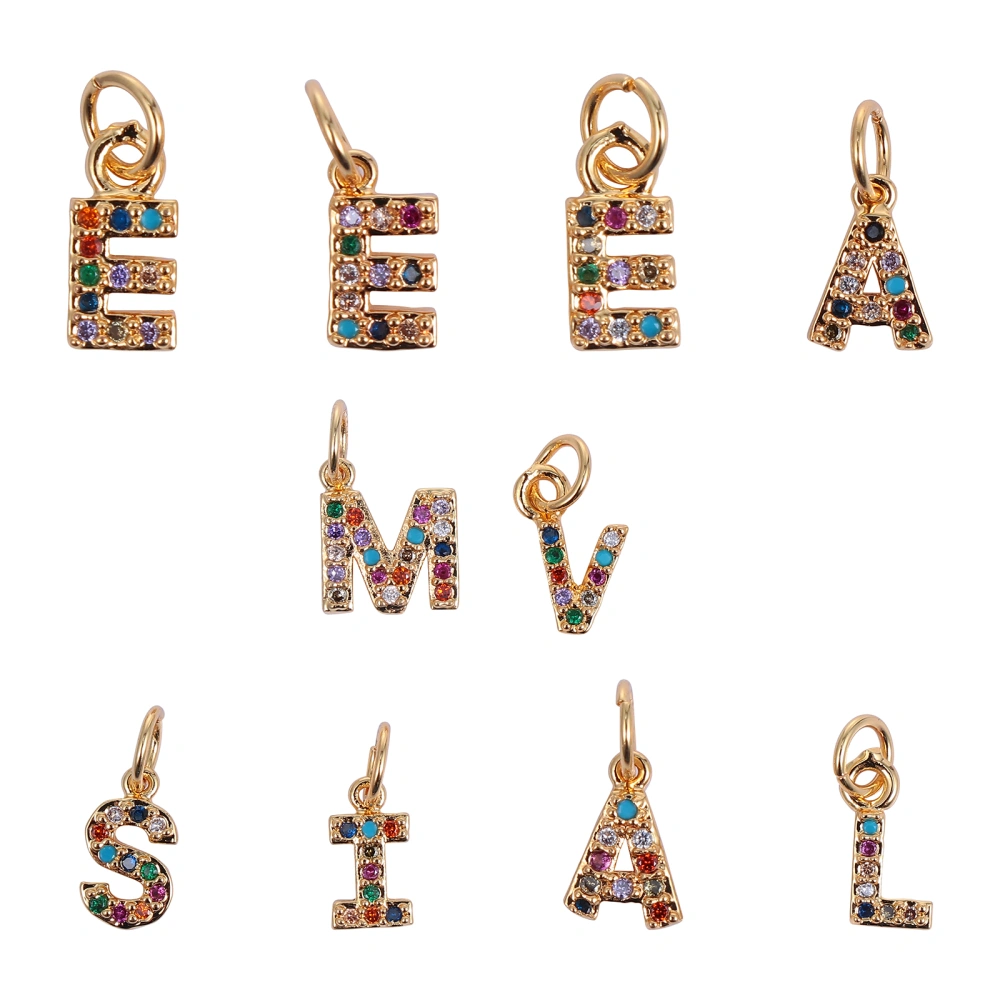 10PCS Mixed Alphabet Charms Copper Letter Charms Pendant(Random Pattern)