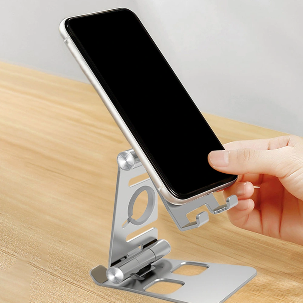 1Pc Desktop Phone Holder Alloy Universal Mobile Phone Tablet Rack (Silver)