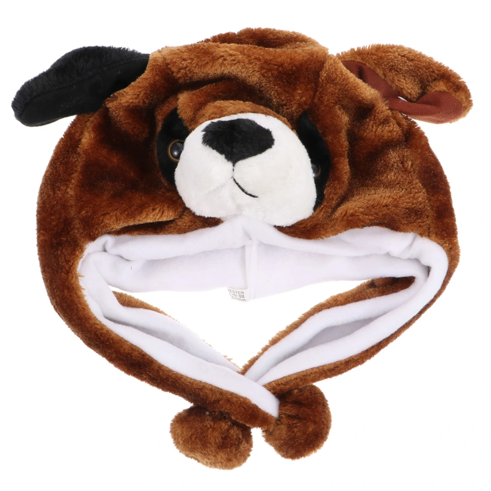 Plush Dog Hat Children Cartoon Head Wrap Ear Warmer Cosplay Hat (Brown)