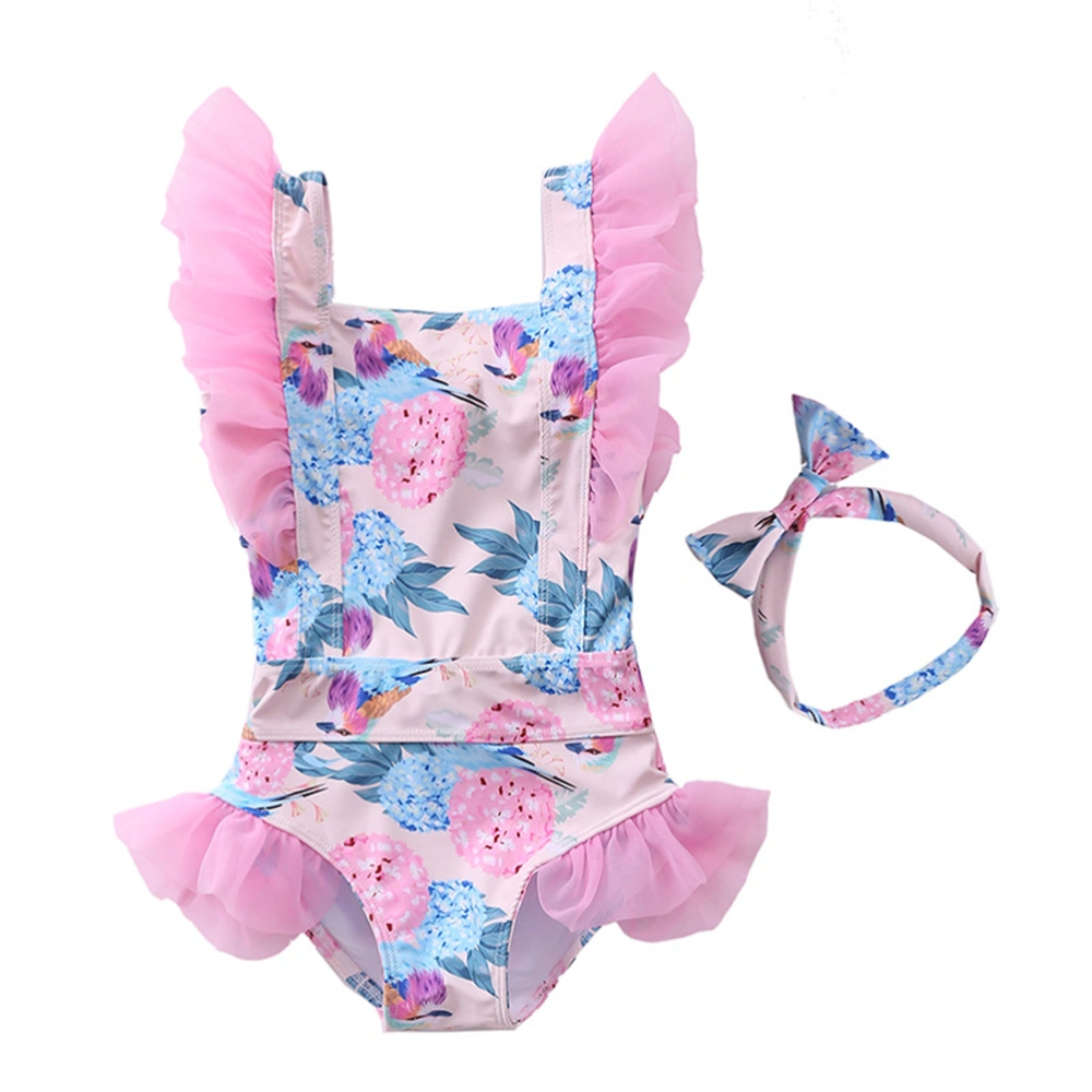 Toddler Infant Baby Girls Swimsuit Swimwear Swimming Bikini One-Piece Bodysuit Swimwears (Size M)