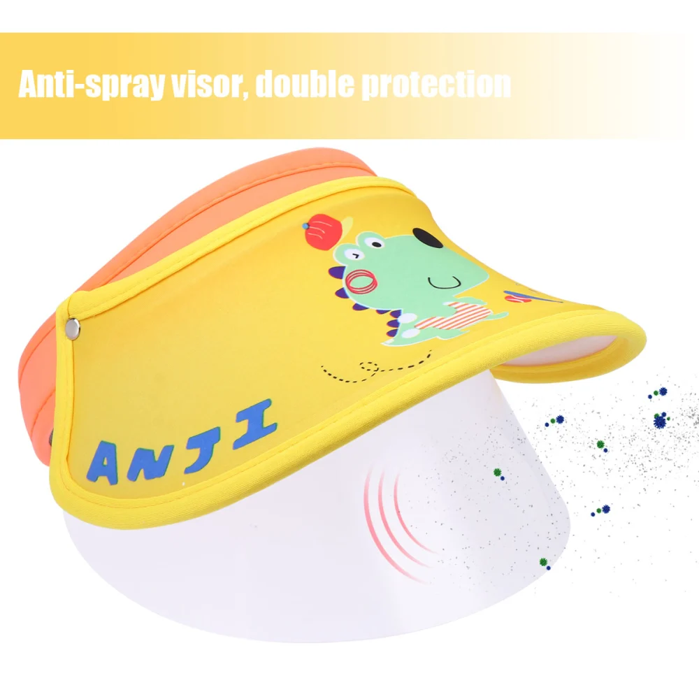 1Pc Children Sunhat with Transparent Face Sheild Visor for Kids Visor Hat (Yellow)