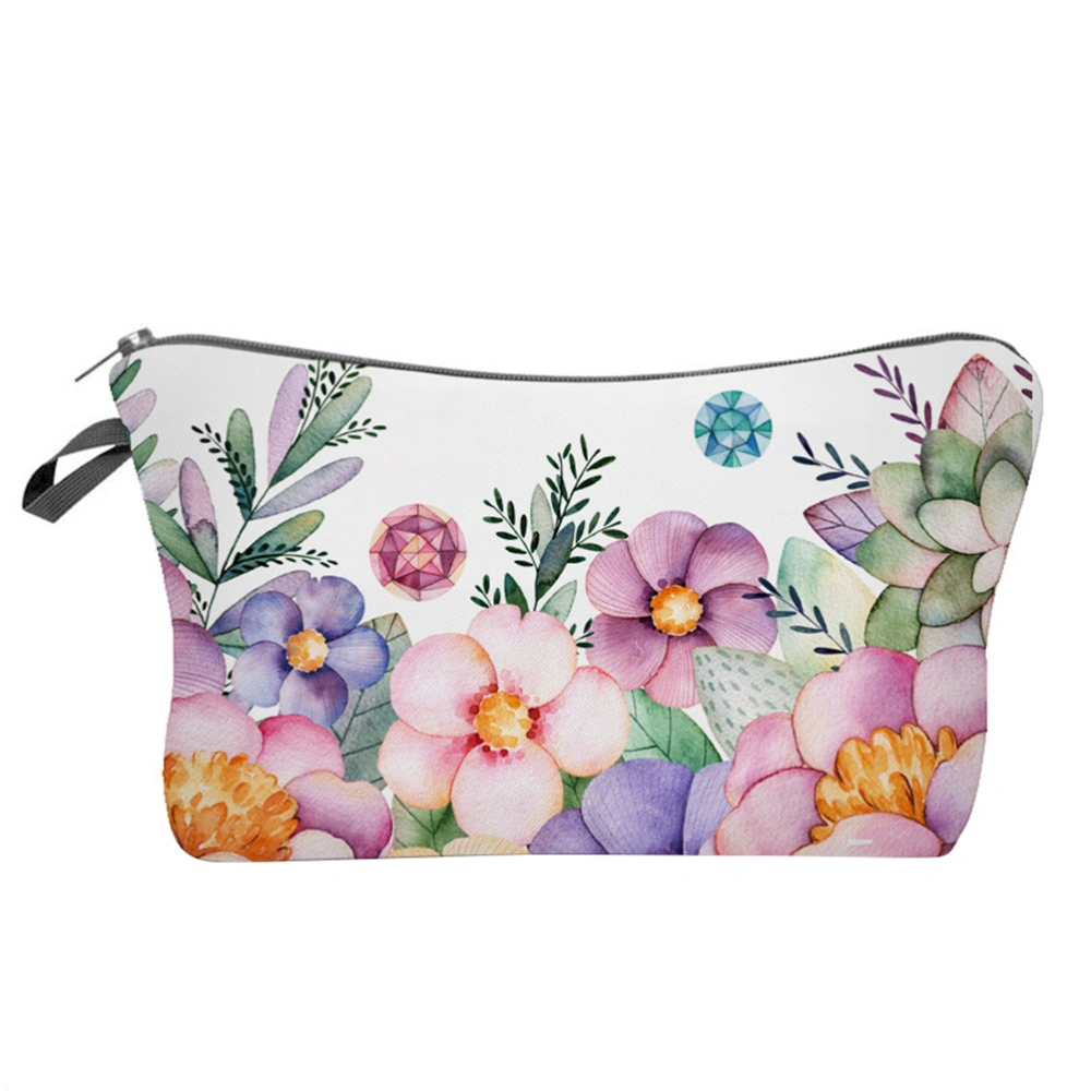 1pc Flower Printed Makeup Bag Outdoor Handbag Sundries Storage Pouch Toiletries Holder for Women Girls Ladies