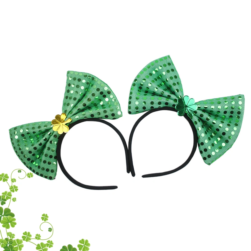 2pcs Chic Festival Hair Bow-knot Headband Party Decor Headdress Photo Props St. Patricks Day Party Supplies