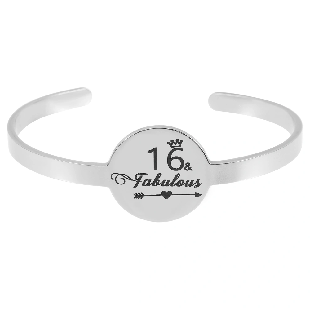 Stainless Steel Bangle Bracelet Lettering Bangle Temperament Girls Cuff Bracelet