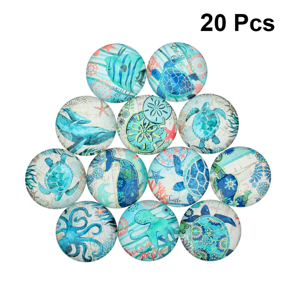 20pcs Marine Pattern Glass Paster Time Glass Sticker DIY Jewelry Accessories (Mixed Color 10mm)