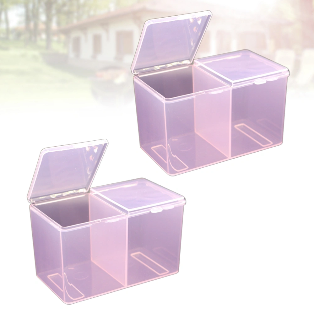 2pcs Makeup Cotton Storage Case Cosmetics Cotton Swab Storage Box Makeup Cotton Box for Women (Pink)