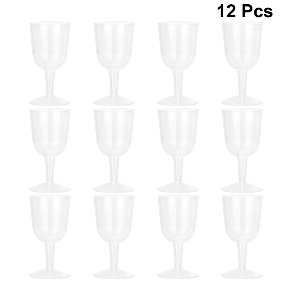 12pcs Transparent Party Champagne Cups Plastic Wine Cups Disposable Wine Storage Cup for Wedding Birthday