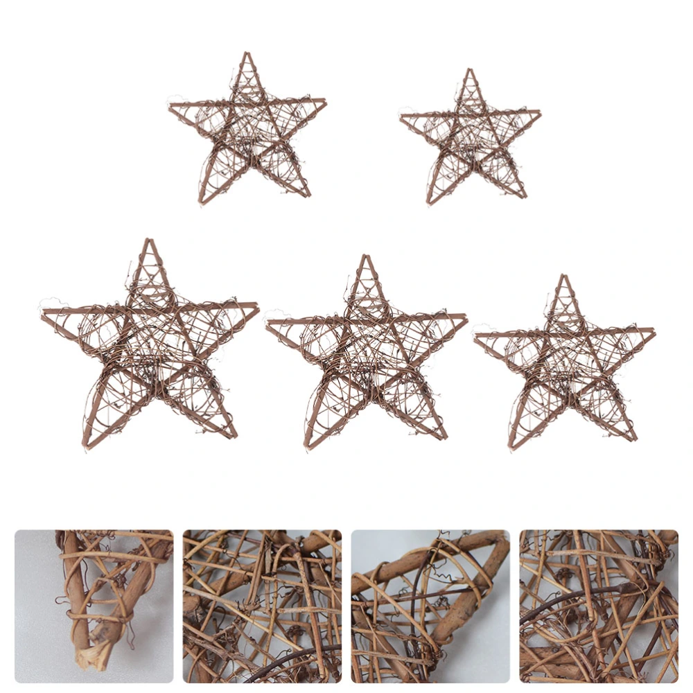 5pcs Christmas Decorative Pendant Rattan Tree Pendant Delicate Hanging Ornament