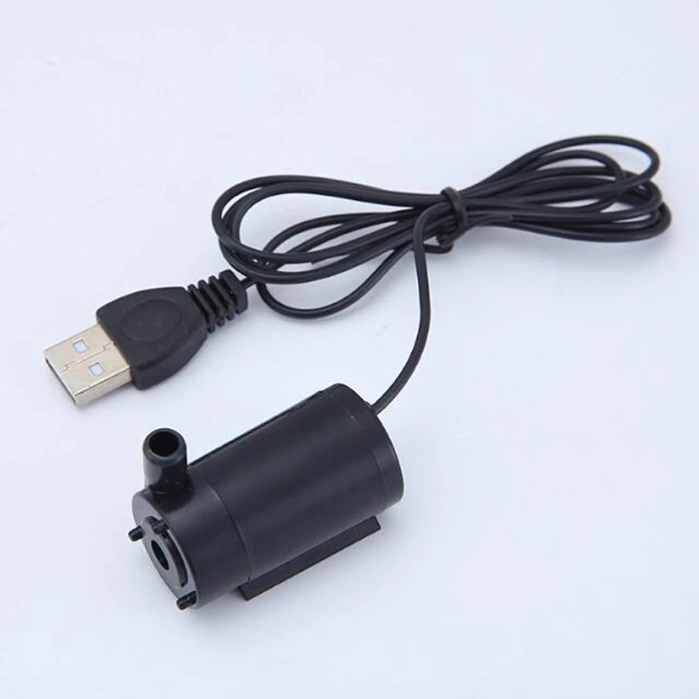 USB 1 Meter Cable Micro Water Pump Mini Submersible Pump Fountain Pump Aquarium Water Pump Small DC Motor Water Pump Black (Horizontal Type)