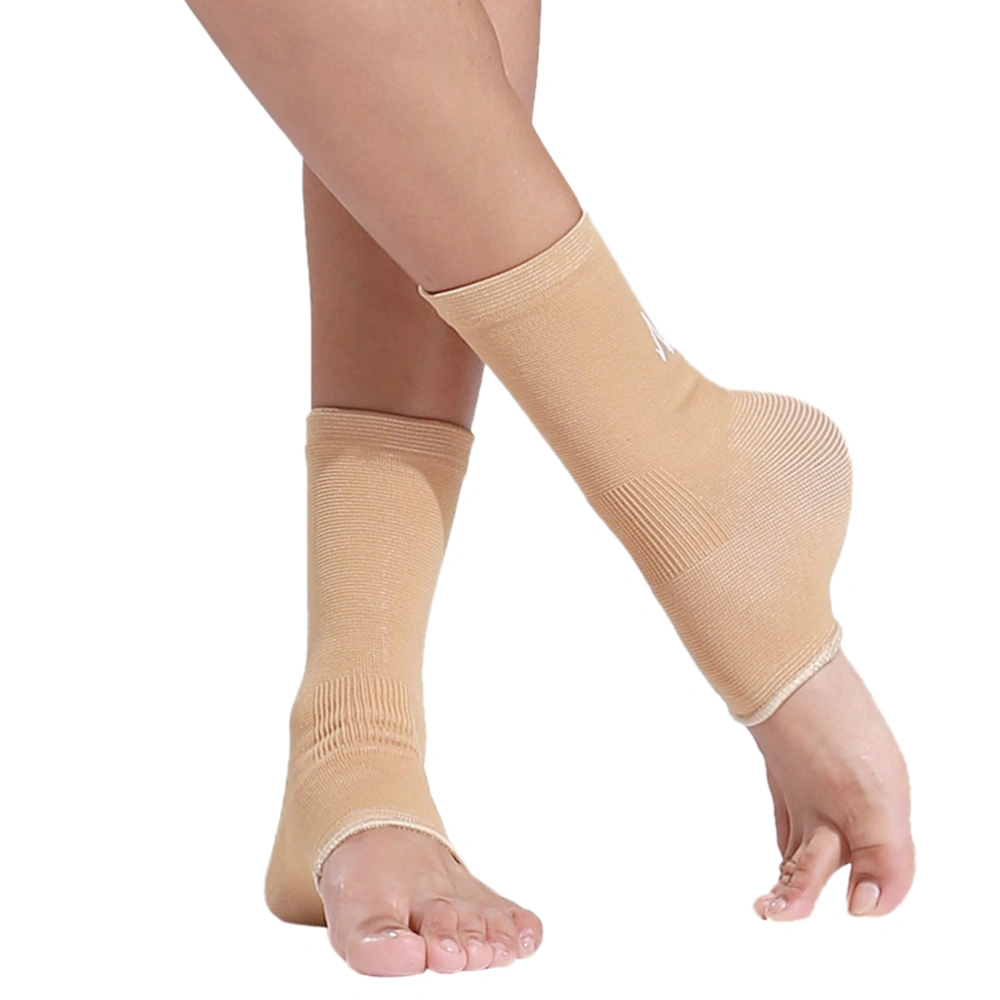 1Pair Universal Nylon Four-sided Stretchy Warm Thick Breathable Sports Ankle Socks - Size M for 37-39 Yards (Beige)