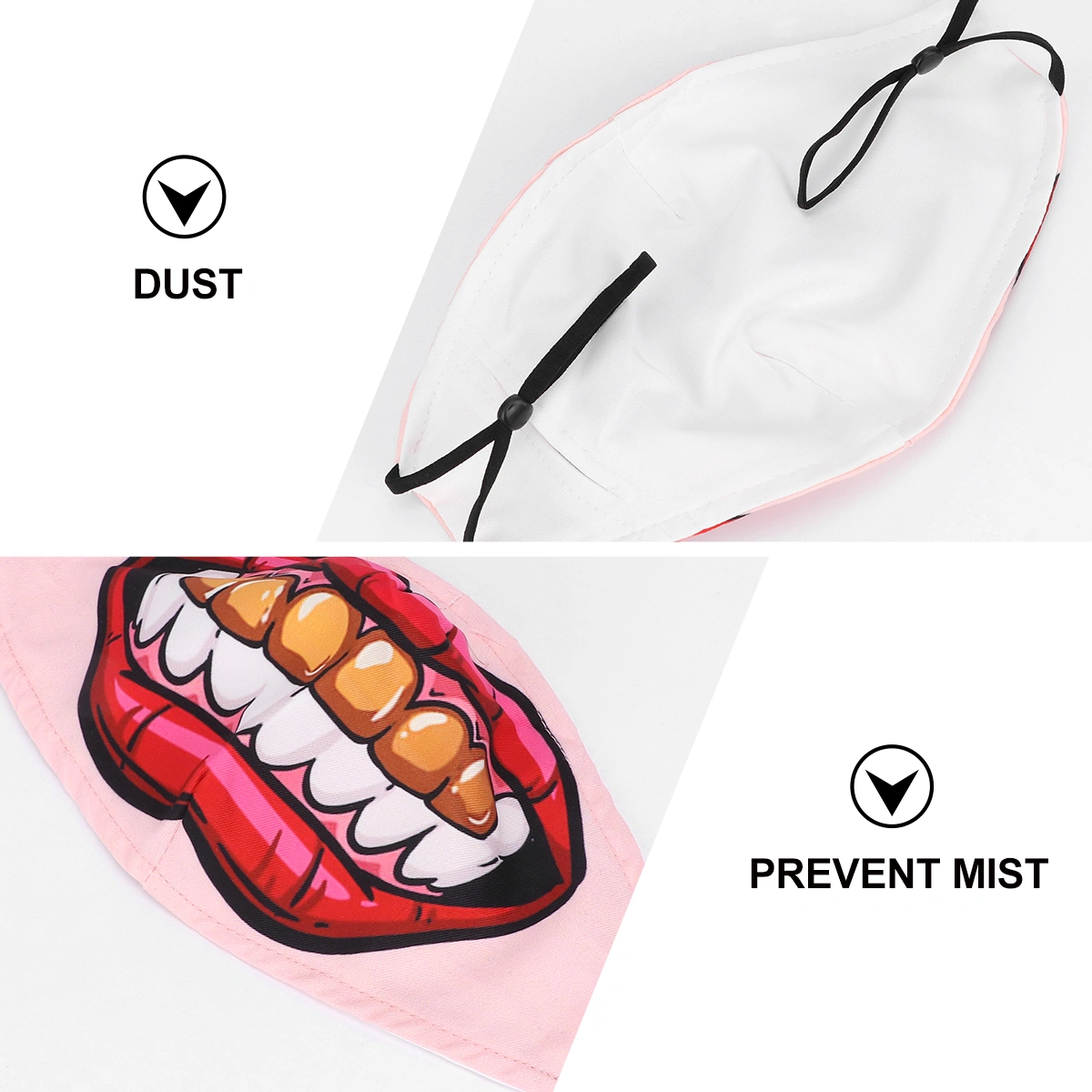 1Pc Halloween Mask Clown Mouth Mask 3D Printing Face Mask Dustproof Party Mask