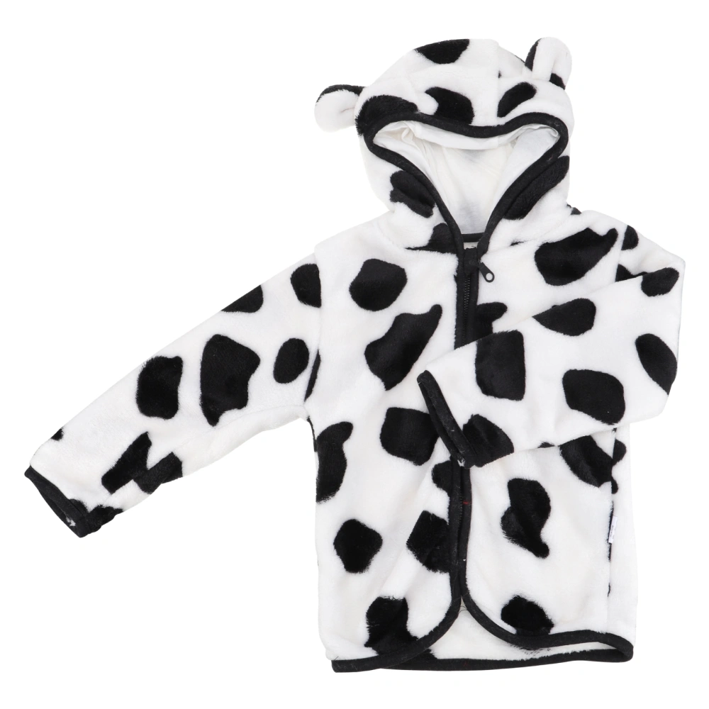 Fashionable Cow Pattern Children Coat Warm Coral Fleece Coat Kids Outerwear