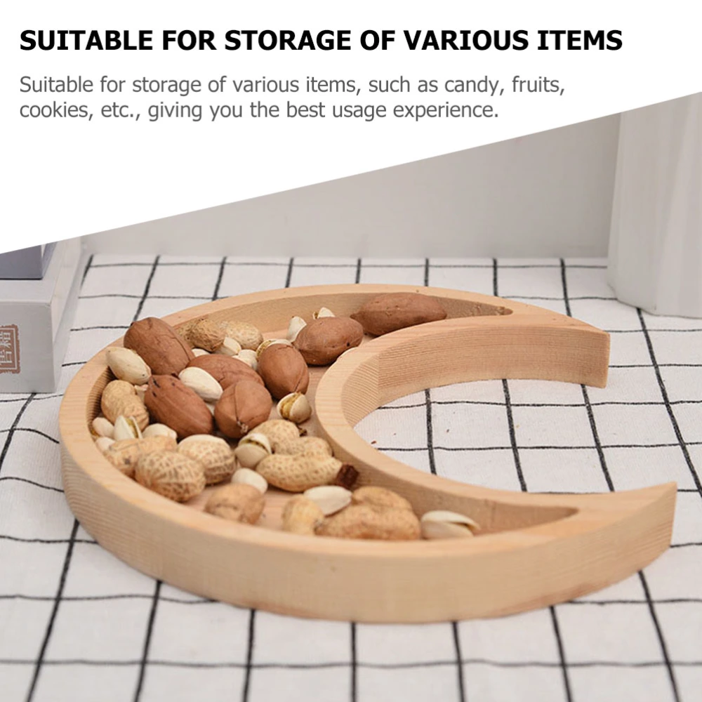 Wooden Moon Tray Desktop Fruit Tray Household Snack Plate Wooden Storage Plate