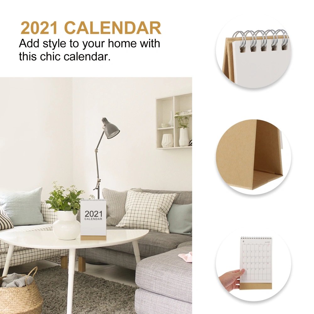 2 Pcs Simple 2021 Desktop Calendar Practical Schedules Calendar Paper Calendar