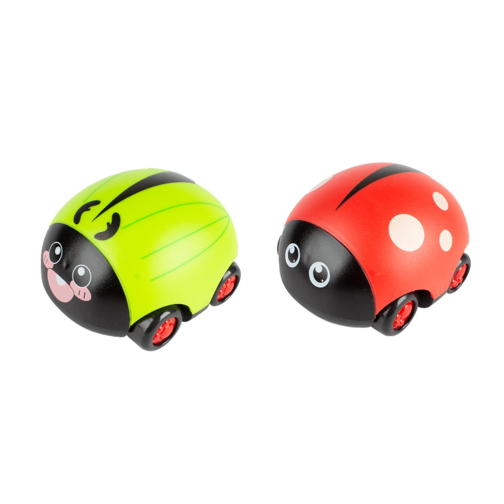 2PCS Double Pull-Back Car Toy Cartoon Insect Inertia Car Toy Broken-resistant Mini Car Model Toy Early Educational Inertia Car Model Toy for Kids Child Playing Green+Red Unicorn Beetle Style+Ladybird Style