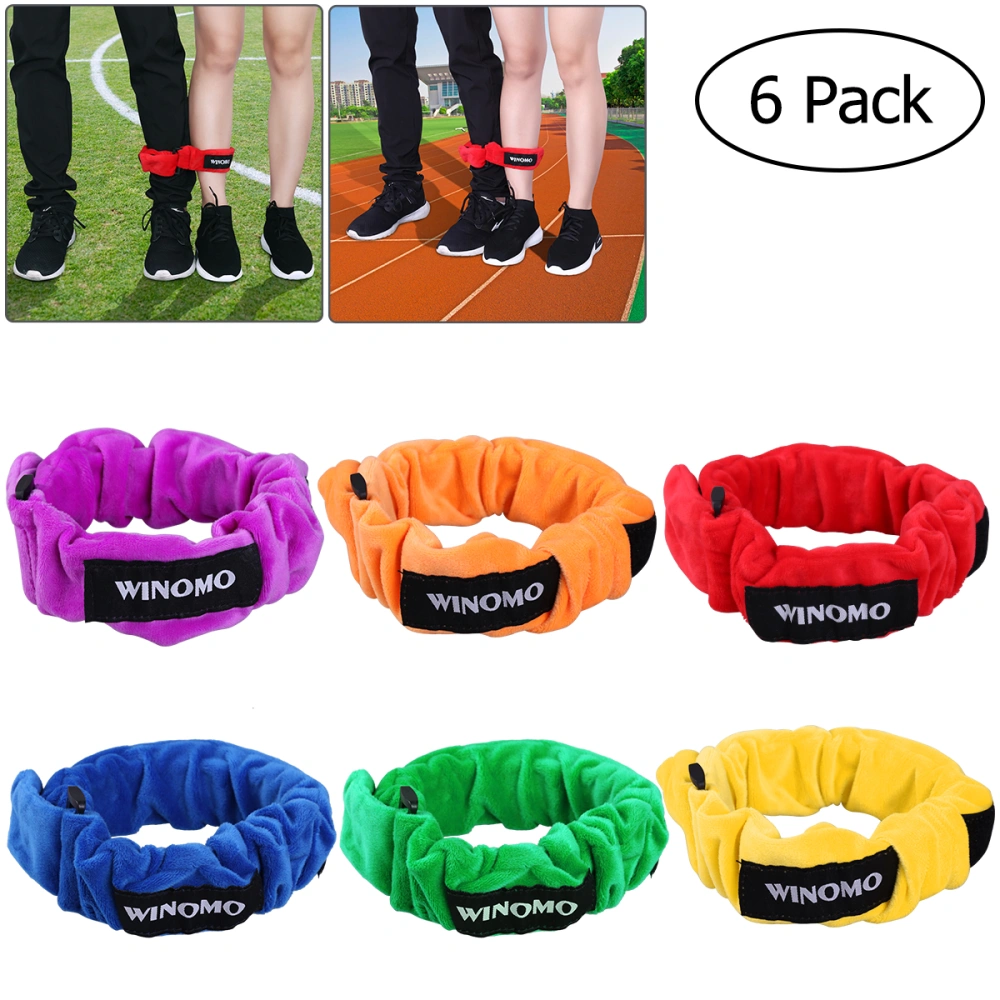 WINOMO 6pcs 3 Legged Race Bands Elastic Tie Rope Straps for Kids Legged Race Game Carnival Field Day Backyard and Relay Race Game