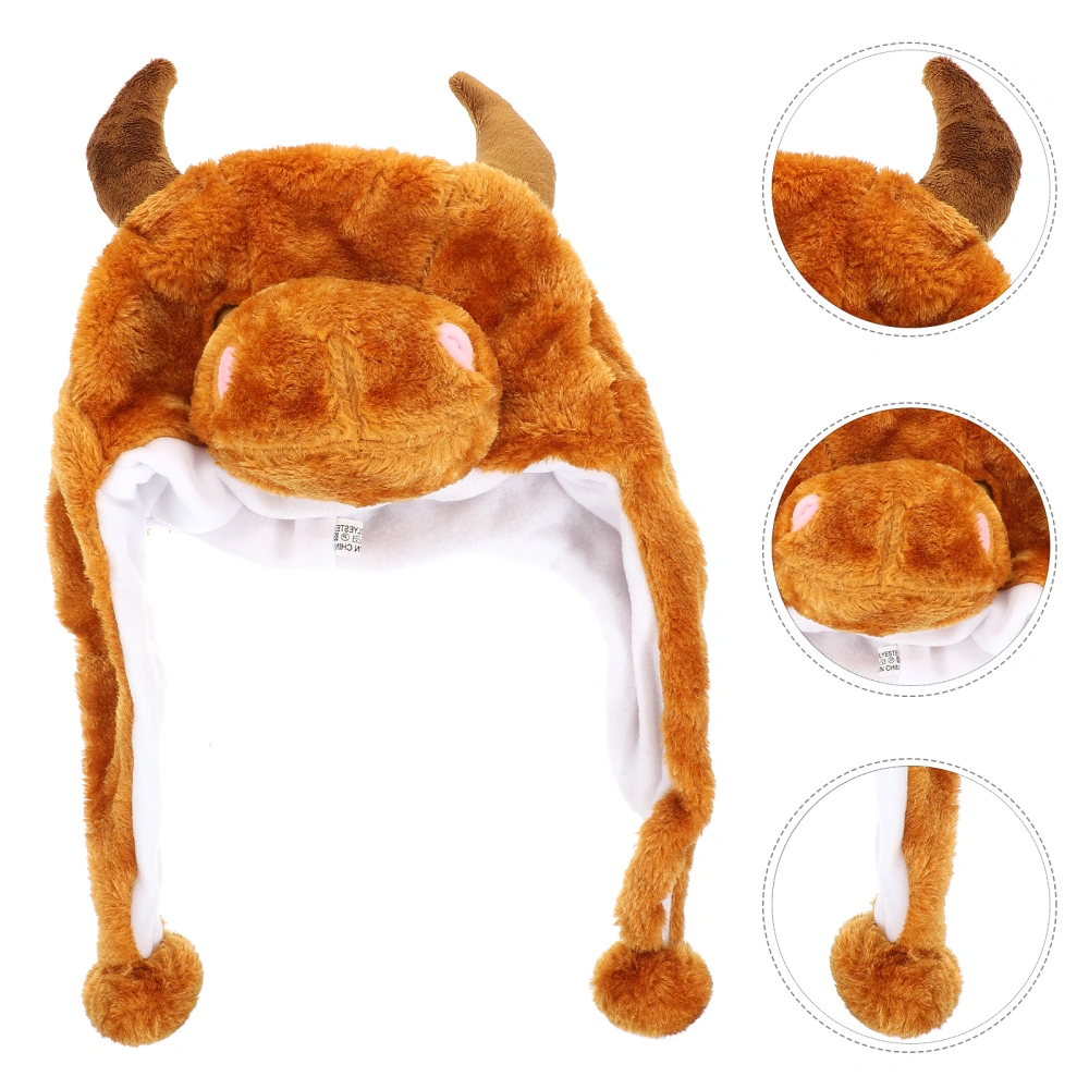 1pc Funny Cow Hat Novelty Carnival Party Dress-up Plush Cartoon Hat Decorative Hat