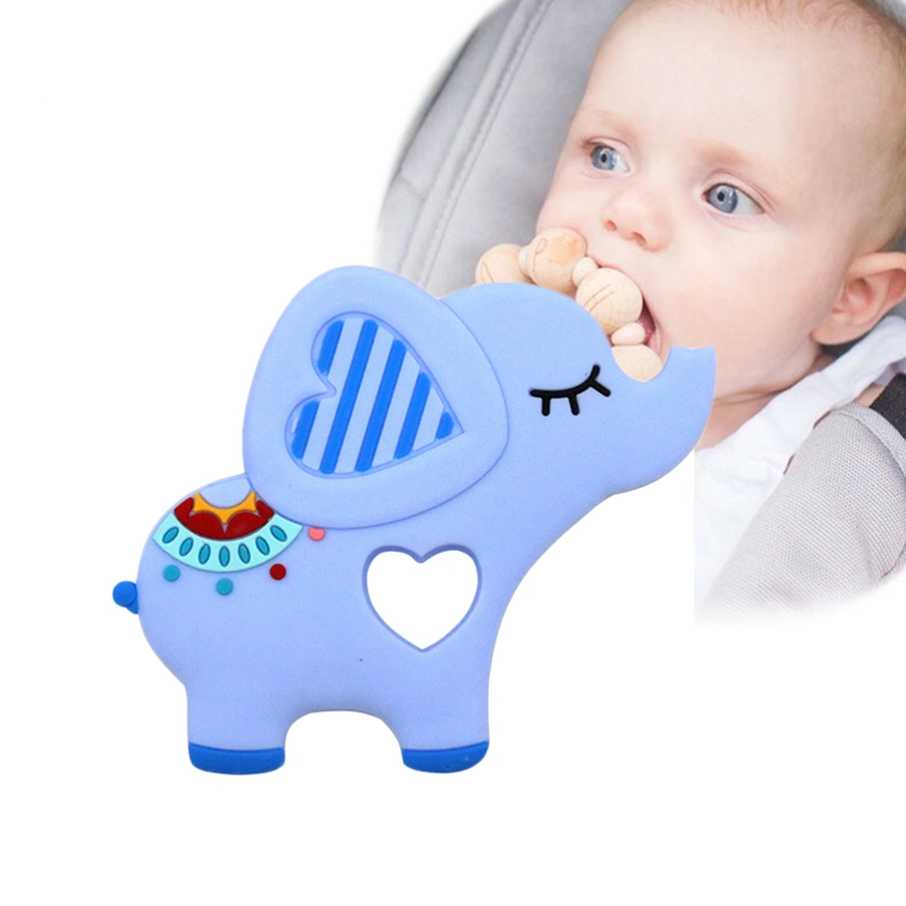 1Pc Elephant Pattern Teething Toy Creative Silicone Stereo Soothing Teething Toy for Baby Infant Newborn (Sky-Blue)