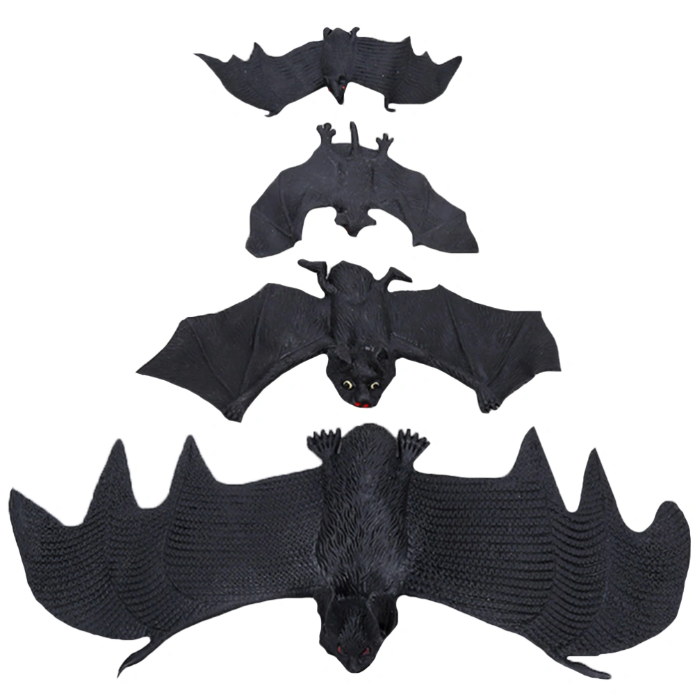 4pcs Halloween and Fool's Day Simulation Bat Toys Plastic Scary Prank Props