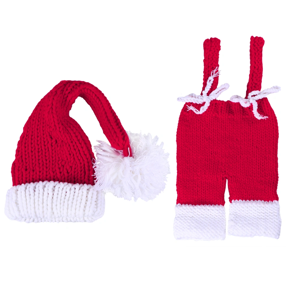 Fashion Newborn Baby Christmas Costume Outfits Photography Props Hat Pants Baby Photography Props Set for 2-4 Month Babies (Red)