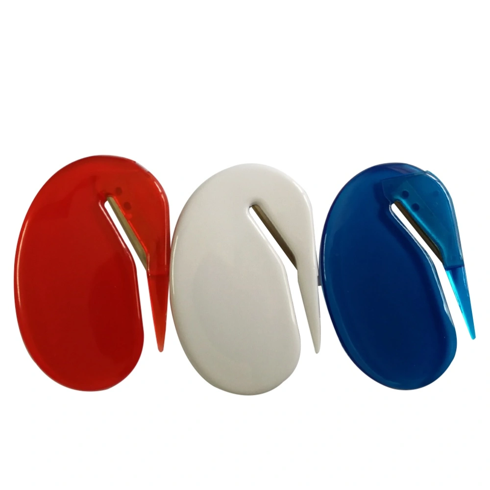 6pcs Plastic Letter Opener Oval Envelope Slitter Set Safely Cuts and Slices (Assorted Color)