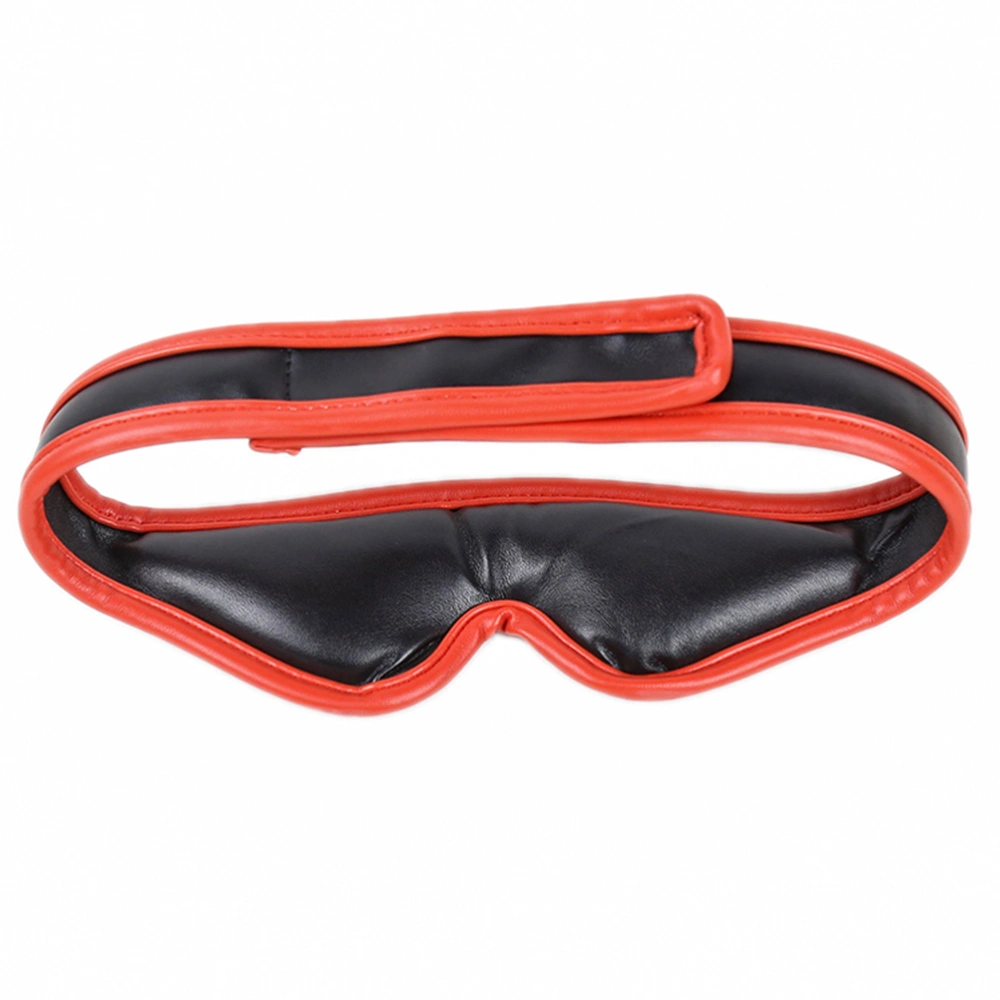 Adjustable PU Leather Blindfold Flirting Eye Mask Funny Sex Game Toy for Couples Adult (Black and Red)