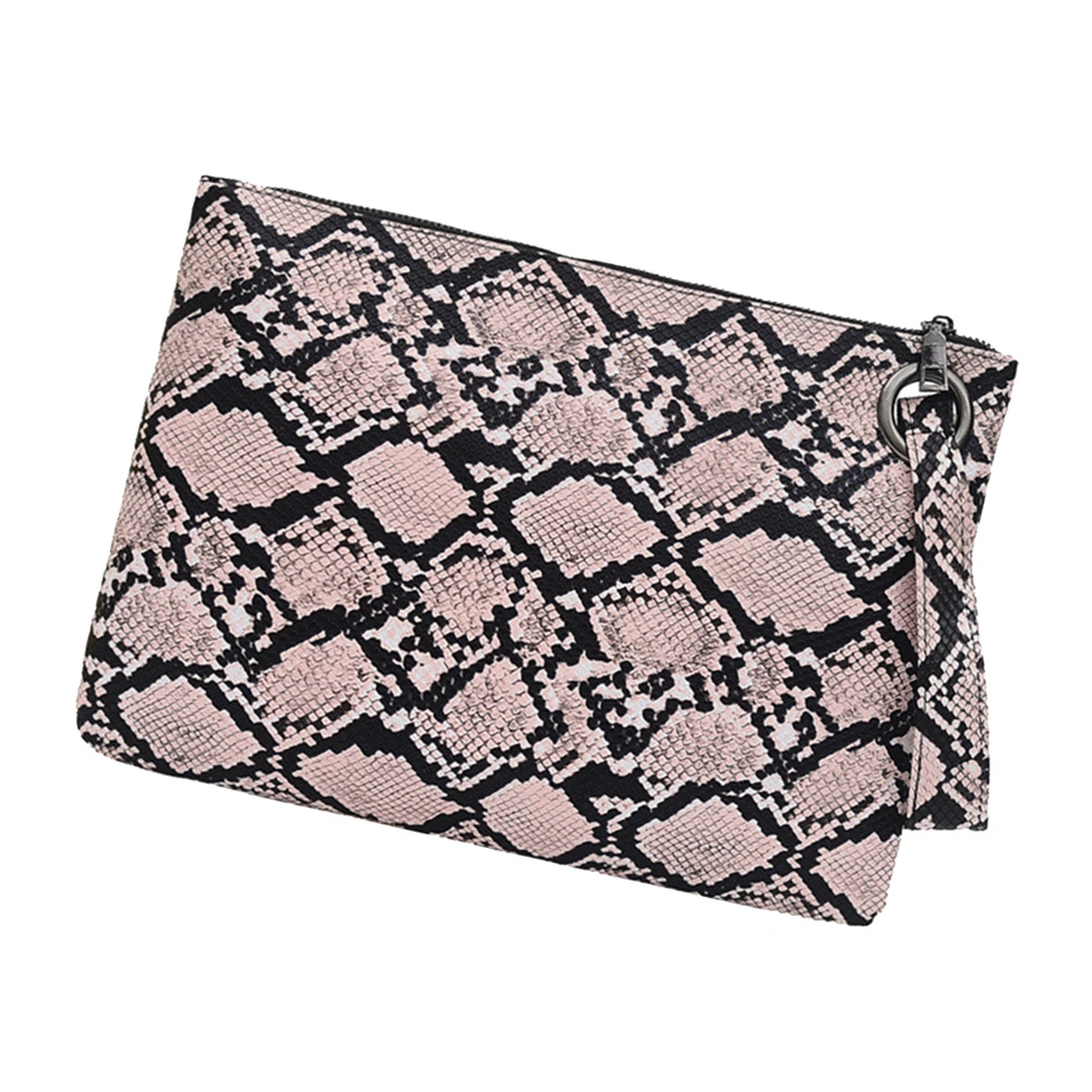 1pc Snakeskin Envelope Bag Large Capacity Tote Bag Women Storage Bag Handbag Pouch for Ladies (Pink)