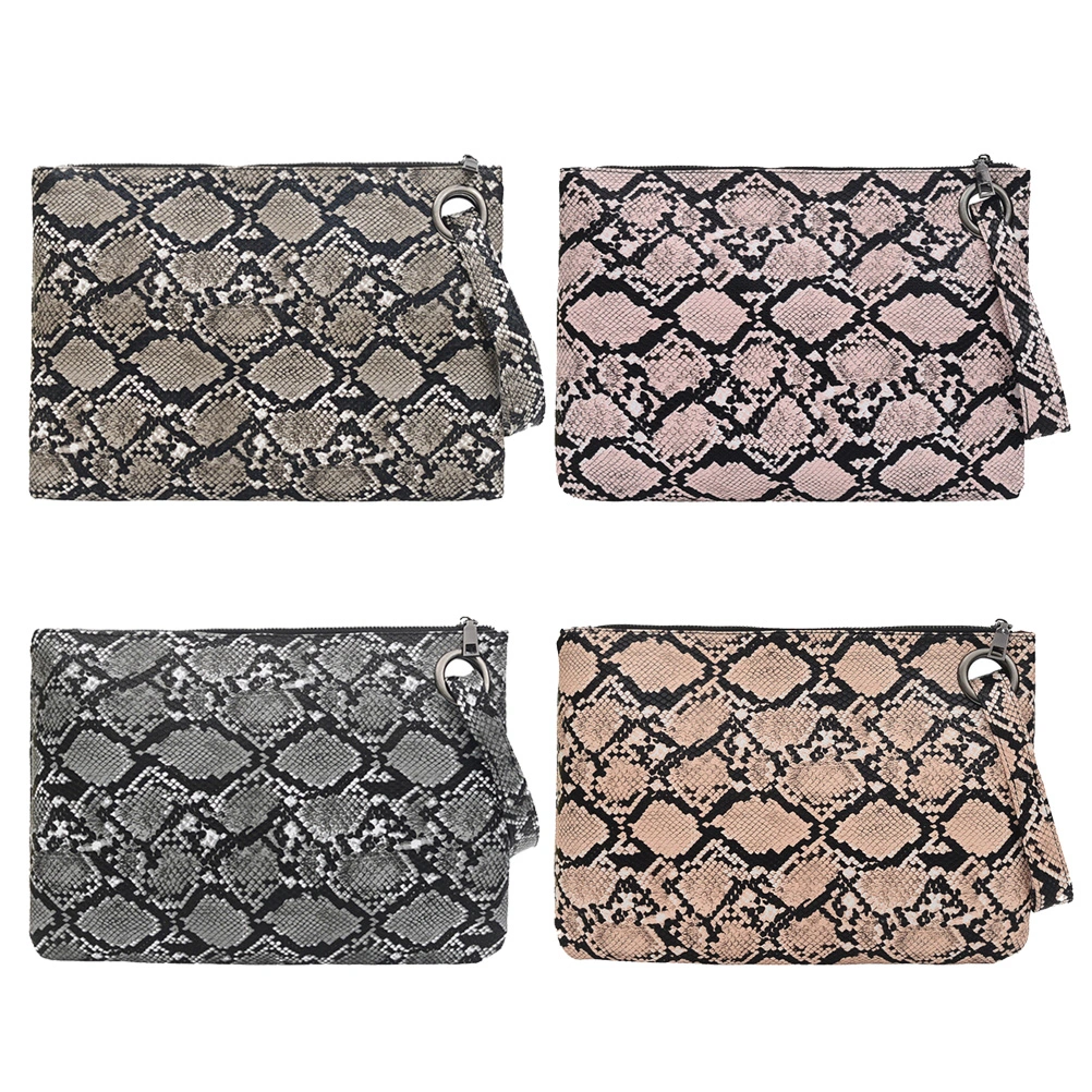 1pc Snakeskin Envelope Bag Large Capacity Tote Bag Women Storage Bag Handbag Pouch for Ladies (Pink)