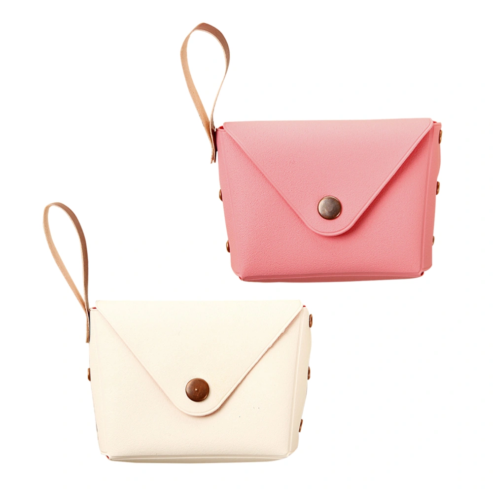 2pcs Women PU Leather Coin Purse Candy Color Wallet Business Holder Bag Money Pouch (Random Color)