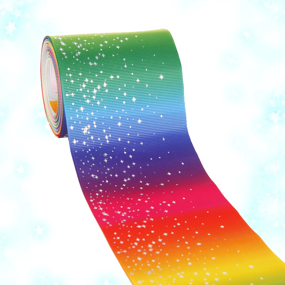 1 Roll Rainbow Star  Ribbon for DIY Handmade Hair Bow Clip Accessories and Festival Wedding Party Birthday Bridal Shower Decoration