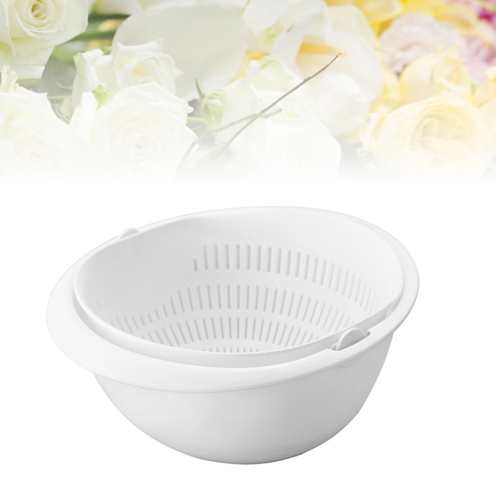 Double-layer Draining Basket Rotating Washing Basket Multifunction Kitchen Drain Basket Multi-purpose Storage Basket White