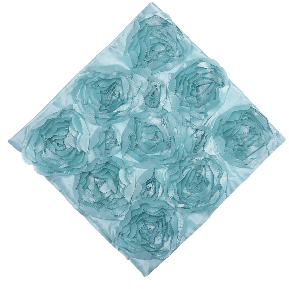 42x42cm 3D Rose Flower Square Throw Pillow Cushion Case Cover Sofa Home Room Car Seat Decor (Deep Lake Blue)