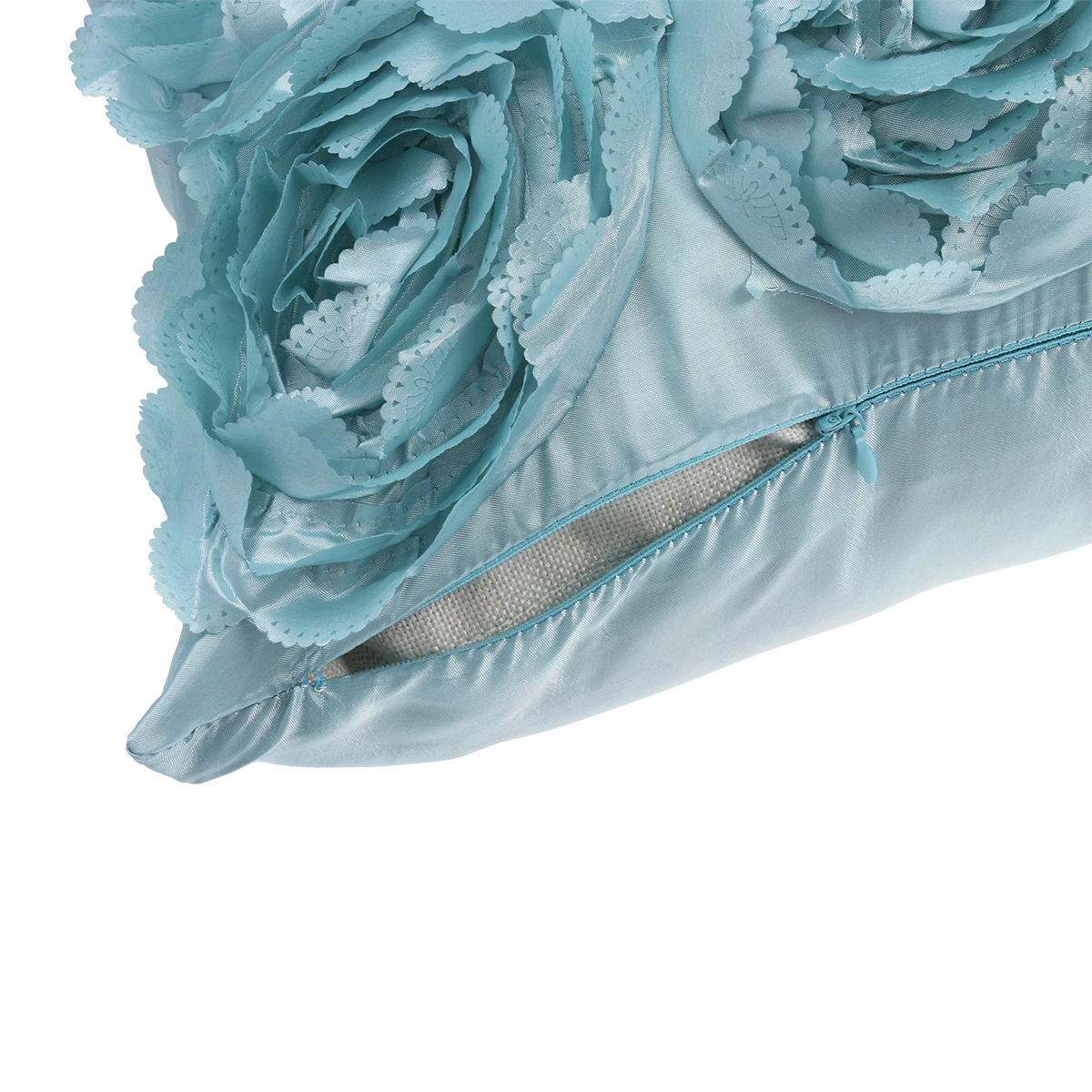 42x42cm 3D Rose Flower Square Throw Pillow Cushion Case Cover Sofa Home Room Car Seat Decor (Deep Lake Blue)