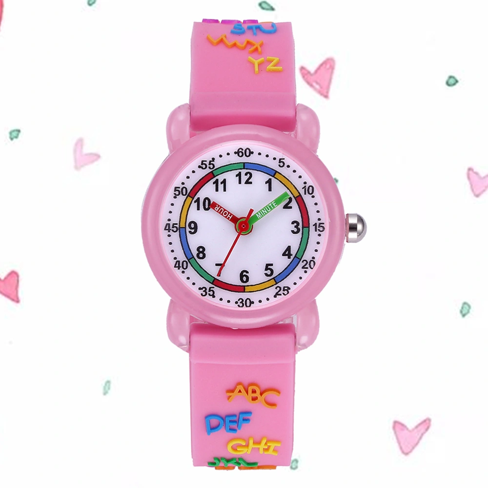 1Pc Lovely 3D Cartoon Watch Delicate Waterproof Quartz Wristwatch for Children Kids (Pink)