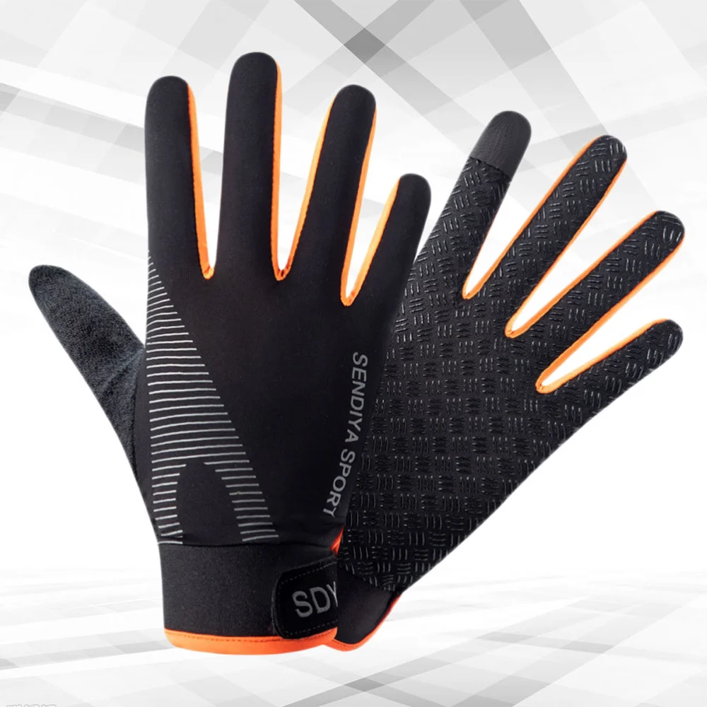 1Pair of Anti-slip Diving Gloves Fishing Scratch Prevention Safety Gloves for Diving Swimming Fishing Size L(Black Orange)