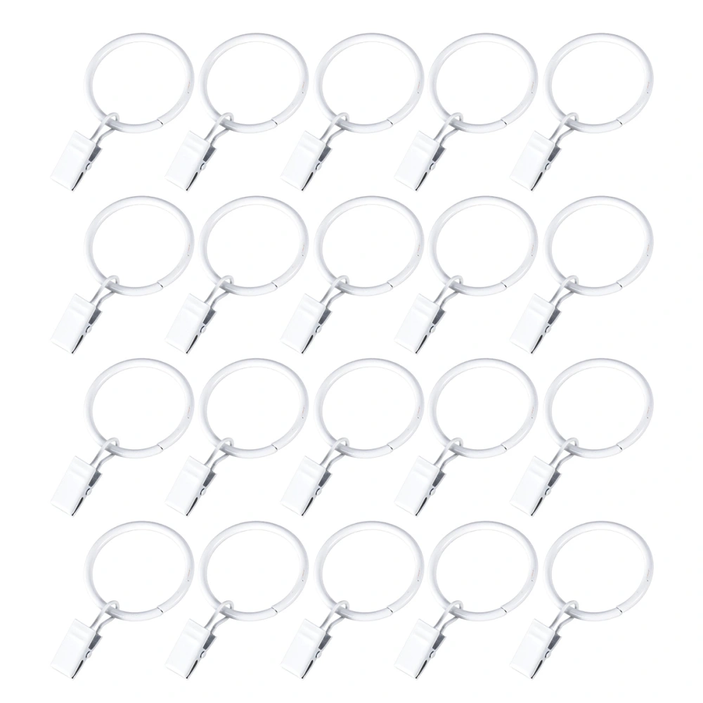 20Pcs 3x32mm DIY Curtain Hooks Large Bath Drape Loop Rustproof Iron Rings Glide Rings Hangers (White)