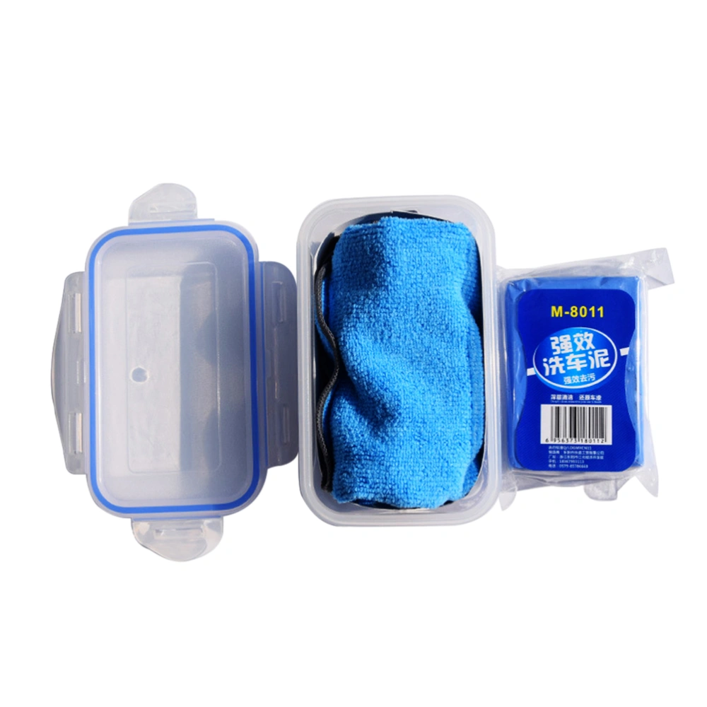 2 in 1 Detailing Clay Bar Car Cleaning Kit Oxide Layer Pitch Bird Poo Grease Removal Set (Blue)