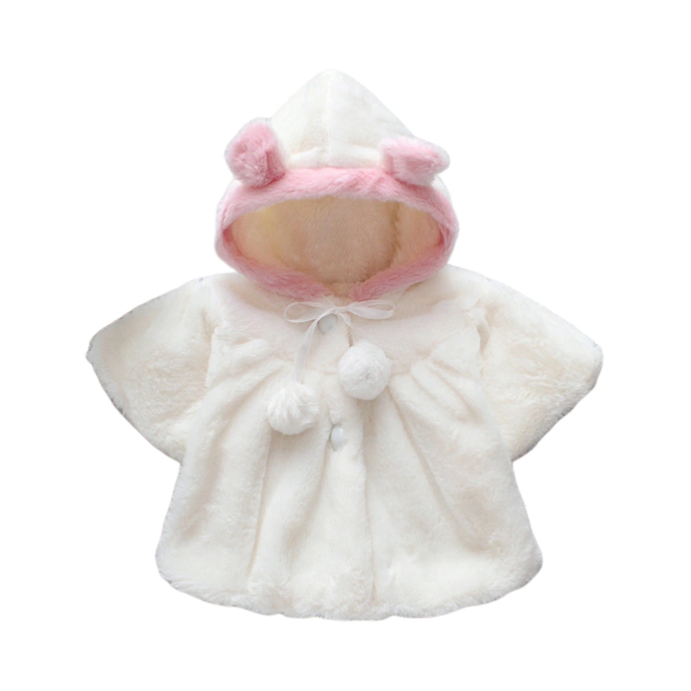 Warm Baby Plush Fur Cape Small Coat Thick Baby Warm Outerwears Suitable for Height 90-100cm (White)