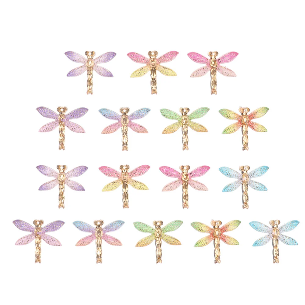 24Pcs DIY Dragonfly Decor Lifelike Dragonfly Charms for Hairclips Jewelry Making Mixed Color