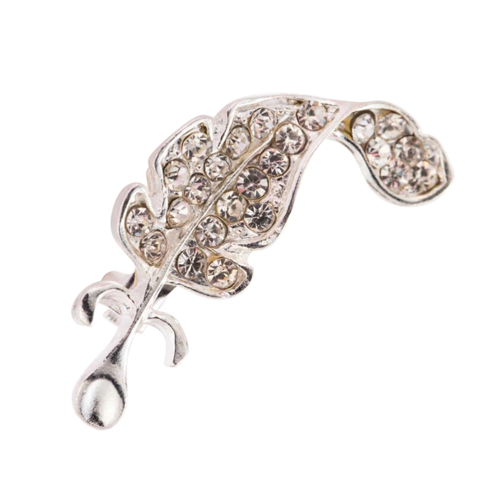 Leaf Shape Corsage Collar Brooch Pin Clothes Brooch Women Party Jewelry (Silver)