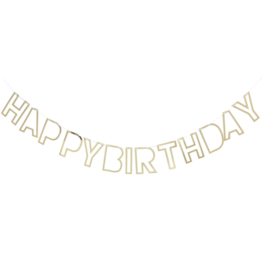 Hollow Out Banner Decoration Hanging Birthday Letter Pull Flag  Party Supplies (Golden)