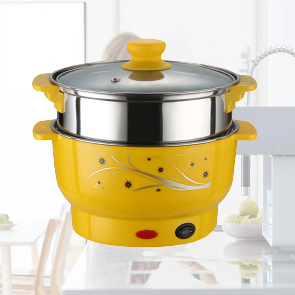 Small Cooking Pot Steel Ironing Electric Pot Multifunctional Steam Pot Double Layers Stockpot Steamer Cooking Boiler for Home Kitchen Office (20cm With Steamer US Plug)