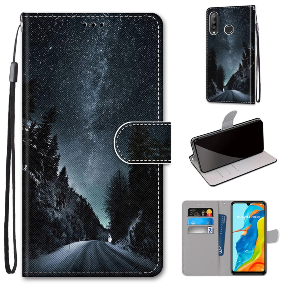 PU Cellphone Shell PC Mobile Phone Cover Case Compatible for Huawei P30 lite