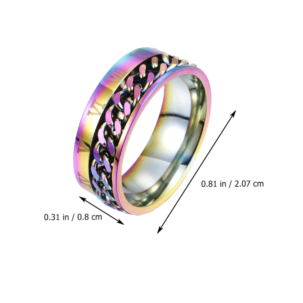 1Pc Unisex Fashion Titanium Steel Ring Rotatable Ring Roman Numerals Ring