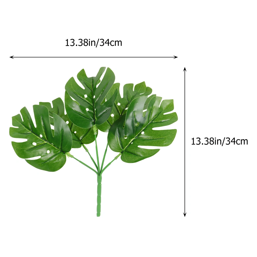 6pcs Artificial Green Leaves Ornament Vivid Fresh Bonsai Plant Decoration