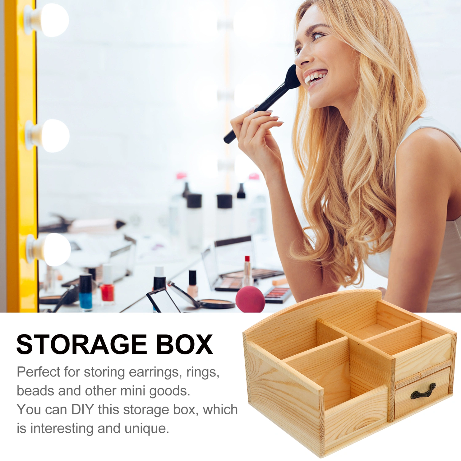 1 Pc DIY Handmade Wooden Home Desktop Storage Drawer Box Sundries Container