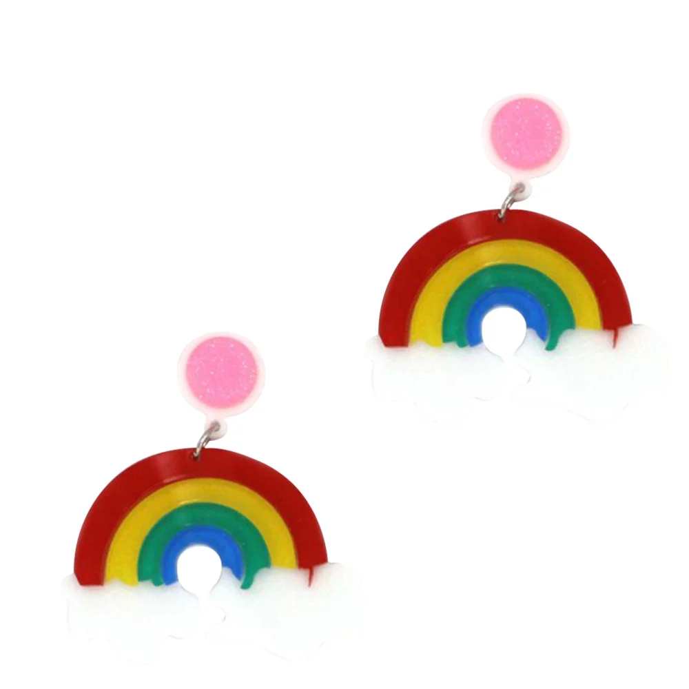 Acrylic Rainbow Eardrop Fashion Girls Earring Creative Rainbow Ear Jewelry Elegant Women Ear Ornament